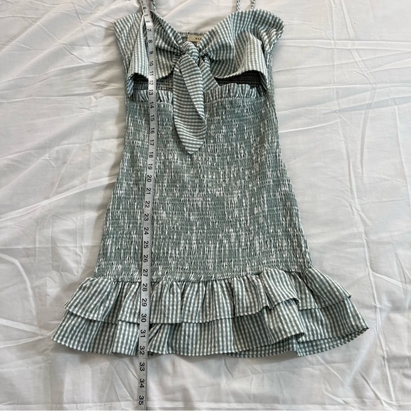 Mable Green Gingham Plaid smock Ruffle Dress Large - Picture 5 of 6